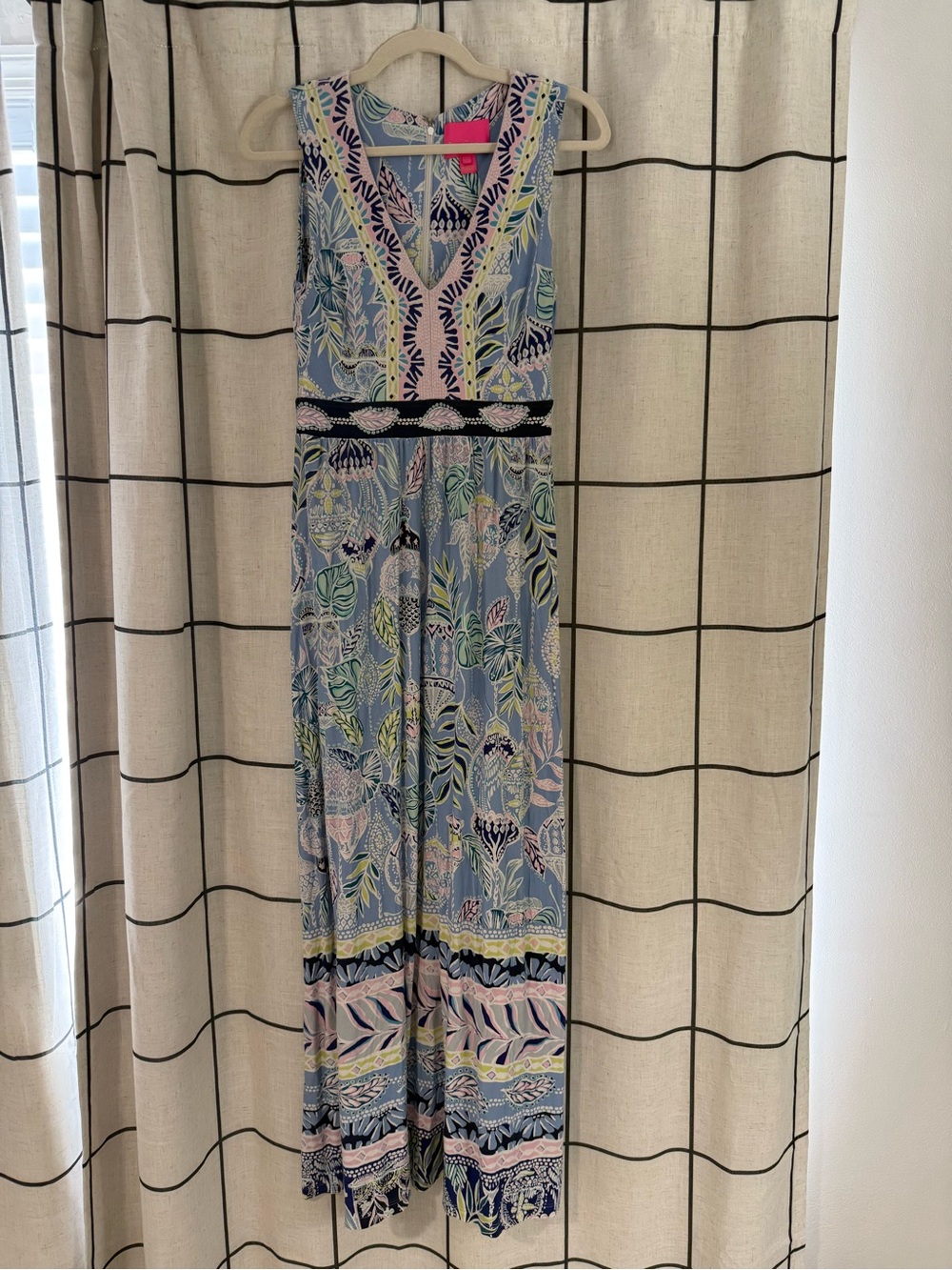 Lilly Pulitzer Blue Botanical V-Neck Sleeveless Maxi Dress